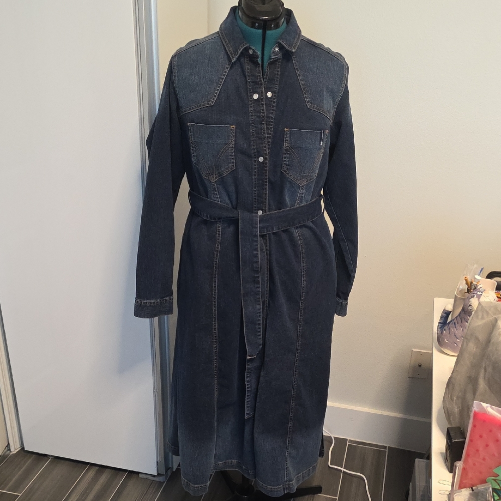 NWT Persona Marina Rinaldi Stylish Blue Denim Dress US 14